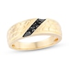 Thumbnail Image 1 of 1/8 CT. T.W. Black Diamond Slant Trio Nugget Wedding Band in 10K Gold