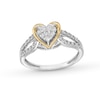 Thumbnail Image 1 of 1/3 CT. T.W. Heart-Shaped Multi-Diamond Loop Split Shank Engagement Ring in 10K Two-Tone Gold