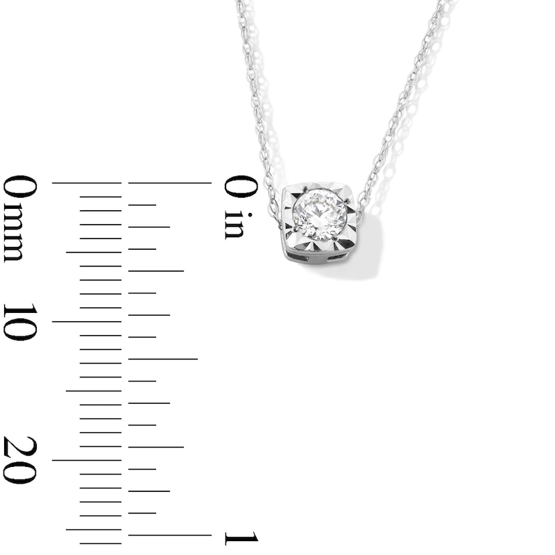 Main Image 2 of 1/5 CT. Diamond Miracle Cushion Frame Solitaire Pendant in 10K White Gold