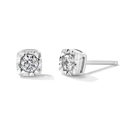 1/4 CT. T.W. Diamond Miracle Cushion Frame Solitaire Stud Earrings in 10K White Gold