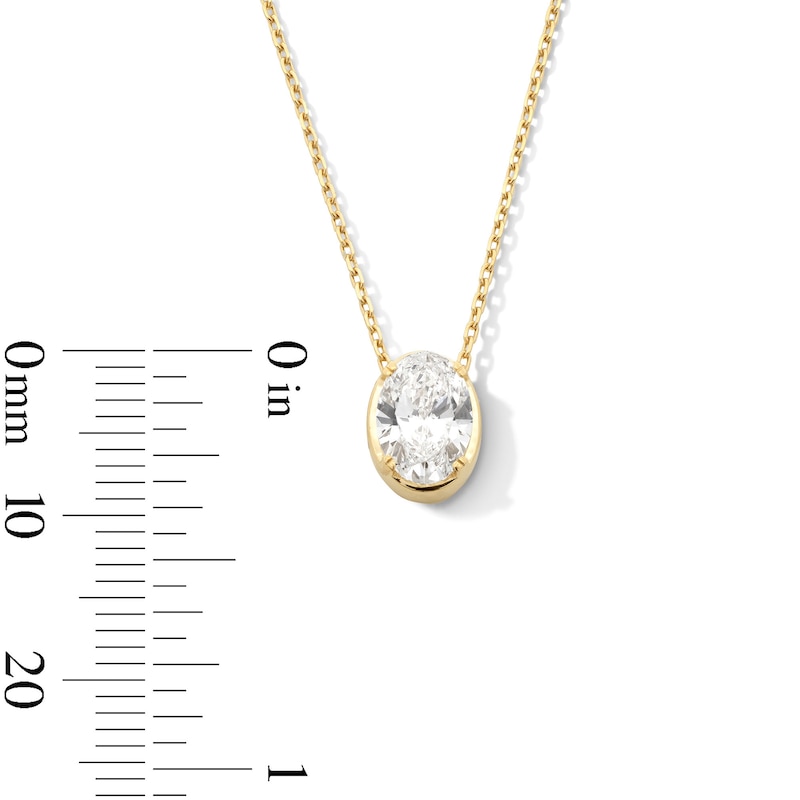 Main Image 3 of 1 CT. Oval Certified Lab-Created Diamond Frame Solitaire Necklace in 14K Gold (F/SI2) - 19&quot;