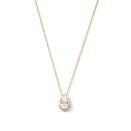 1 CT. Pear-Shaped Certified Lab-Created Diamond Frame Solitaire Necklace in 14K Gold (F/SI2) - 19&quot;