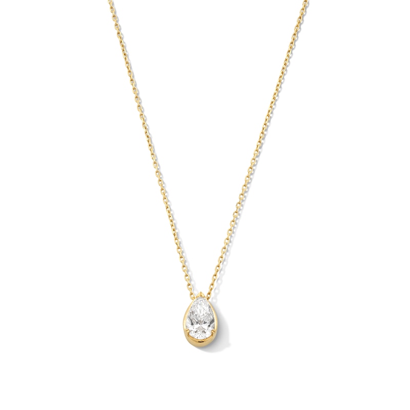 Main Image 1 of 1 CT. Pear-Shaped Certified Lab-Created Diamond Frame Solitaire Necklace in 14K Gold (F/SI2) - 19&quot;