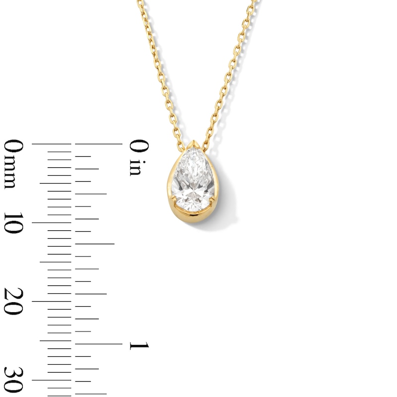 Main Image 2 of 1 CT. Pear-Shaped Certified Lab-Created Diamond Frame Solitaire Necklace in 14K Gold (F/SI2) - 19&quot;