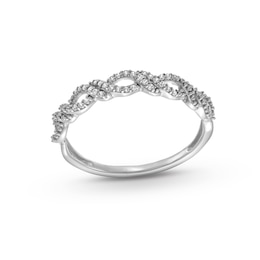 1/15 CT. T.W. Diamond Double Twist Stackable Anniversary Band in 10K White Gold