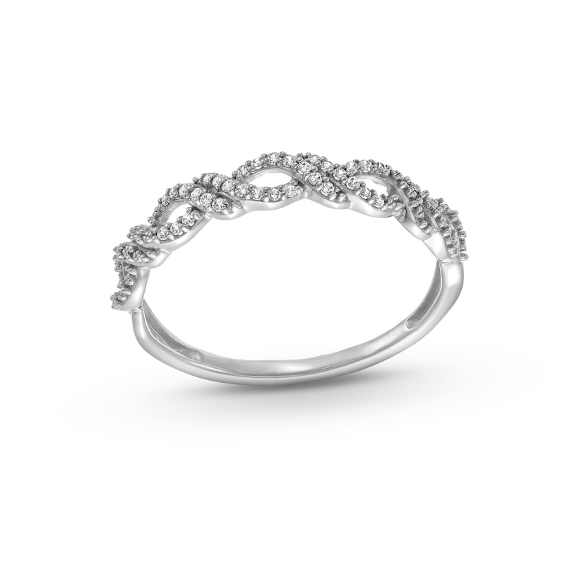 1/15 CT. T.W. Diamond Double Twist Stackable Anniversary Band in 10K White Gold