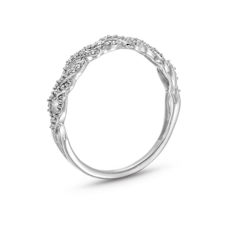 1/15 CT. T.W. Diamond Double Twist Stackable Anniversary Band in 10K White Gold