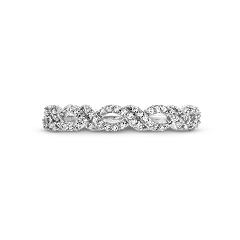 1/15 CT. T.W. Diamond Double Twist Stackable Anniversary Band in 10K White Gold