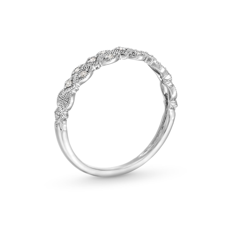 1/15 CT. T.W. Diamond Art Deco Vintage-Style Stackable Anniversary Band in 10K White Gold