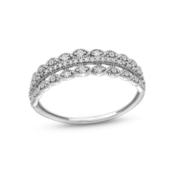 1/15 CT. T.W. Diamond Scallop Border Vintage-Style Stackable Anniversary Band in 10K White Gold