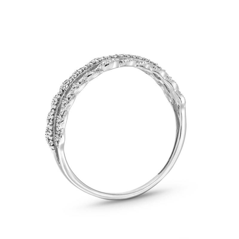 1/15 CT. T.W. Diamond Scallop Border Vintage-Style Stackable Anniversary Band in 10K White Gold