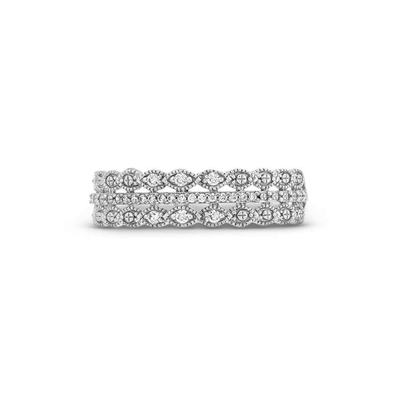 1/15 CT. T.W. Diamond Scallop Border Vintage-Style Stackable Anniversary Band in 10K White Gold