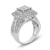 Thumbnail Image 2 of 2 CT. T.W. Princess-Cut Multi-Diamond Double Cushion Frame Multi-Row Engagement Ring in 10K White Gold