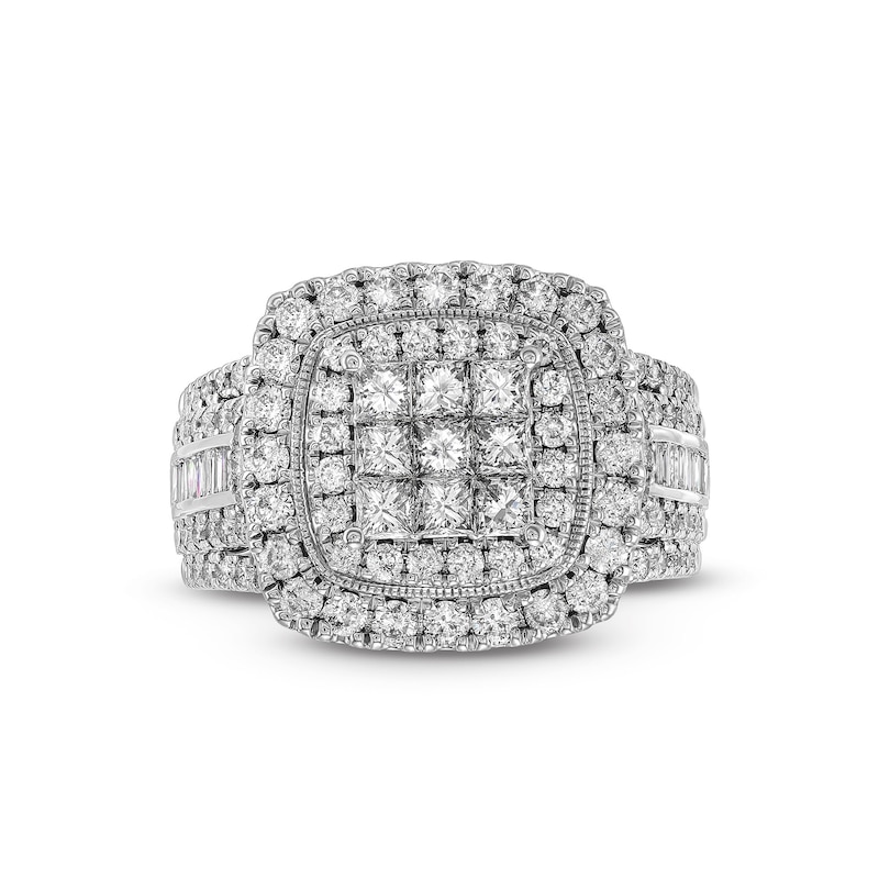 2 CT. T.W. Princess-Cut Multi-Diamond Double Cushion Frame Multi-Row Engagement Ring in 10K White Gold