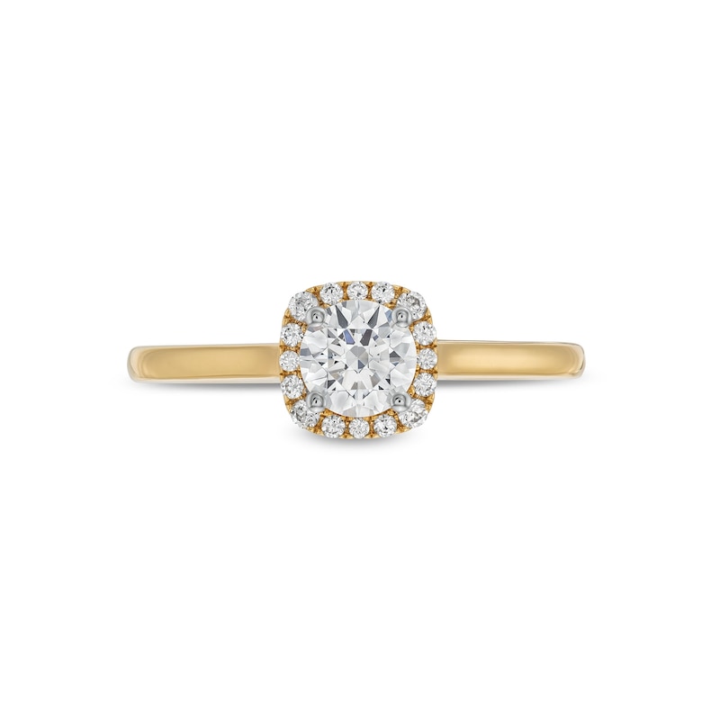 Main Image 4 of 5/8 CT. T.W. Diamond Cushion-Shaped Frame Engagement Ring in 10K Gold