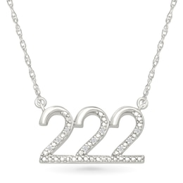 Diamond Accent Lucky Number “222” Necklace in Sterling Silver