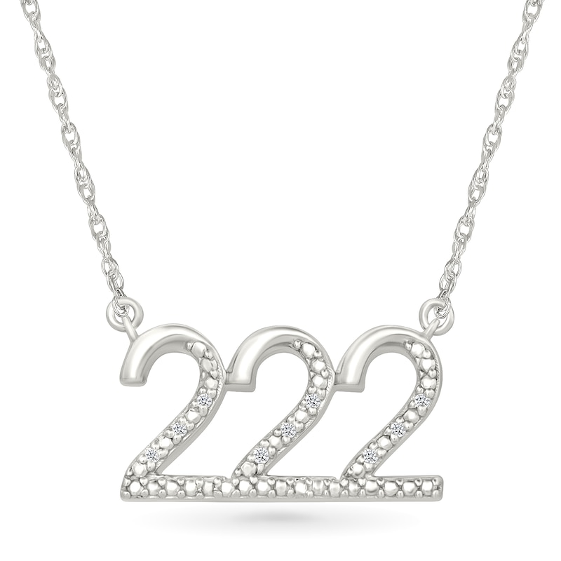 Main Image 1 of Diamond Accent Lucky Number “222” Necklace in Sterling Silver