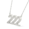 Thumbnail Image 2 of Diamond Accent Lucky Number “222” Necklace in Sterling Silver