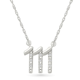 Diamond Accent Lucky Number “111” Necklace in Sterling Silver