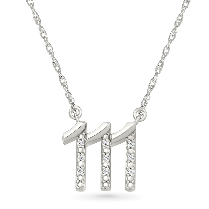 Main Image 1 of Diamond Accent Lucky Number “111” Necklace in Sterling Silver