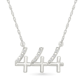 Diamond Accent Lucky Number “444” Necklace in Sterling Silver