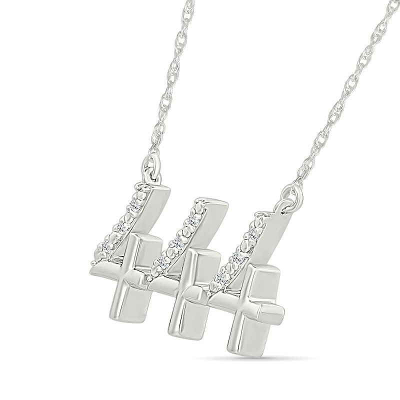 Main Image 2 of Diamond Accent Lucky Number “444” Necklace in Sterling Silver