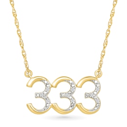 Diamond Accent Lucky Number “333” Necklace in Sterling Silver with 10K Gold Plate