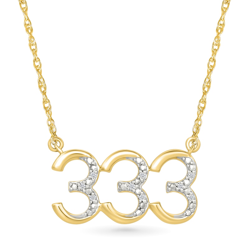 Main Image 1 of Diamond Accent Lucky Number “333” Necklace in Sterling Silver with 10K Gold Plate