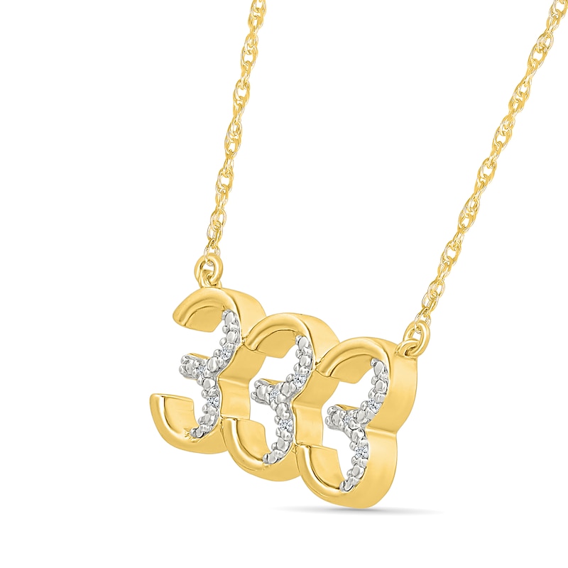 Main Image 2 of Diamond Accent Lucky Number “333” Necklace in Sterling Silver with 10K Gold Plate