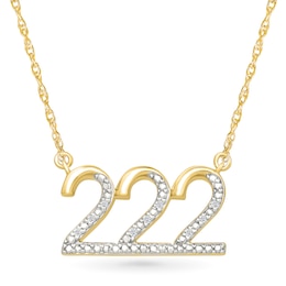 Diamond Accent Lucky Number “222” Necklace in Sterling Silver with 10K Gold Plate