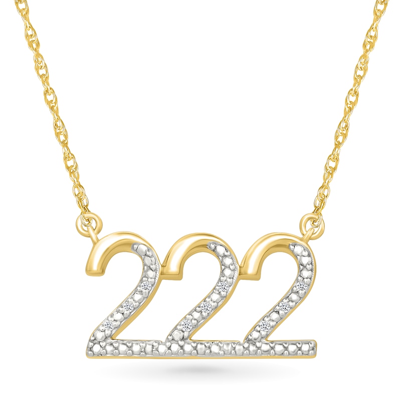 Main Image 1 of Diamond Accent Lucky Number “222” Necklace in Sterling Silver with 10K Gold Plate