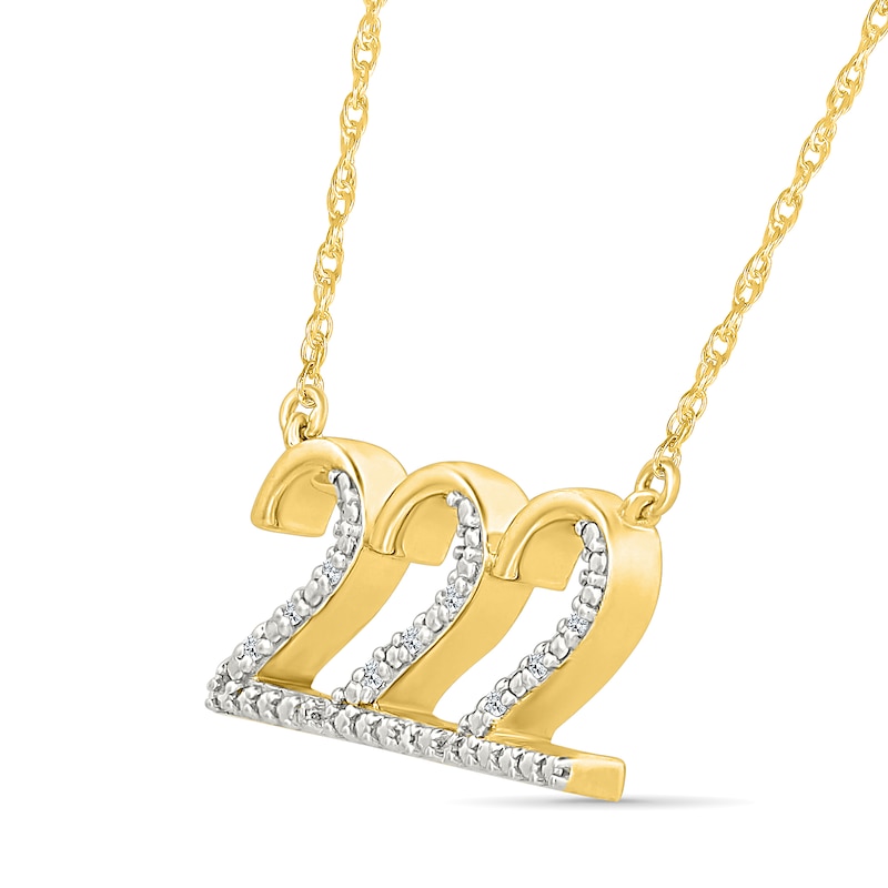 Main Image 2 of Diamond Accent Lucky Number “222” Necklace in Sterling Silver with 10K Gold Plate