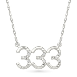 Diamond Accent Lucky Number “333” Necklace in Sterling Silver