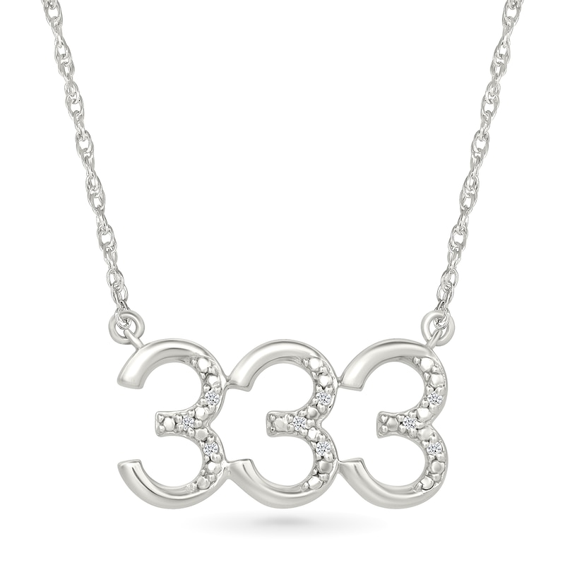 Main Image 1 of Diamond Accent Lucky Number “333” Necklace in Sterling Silver