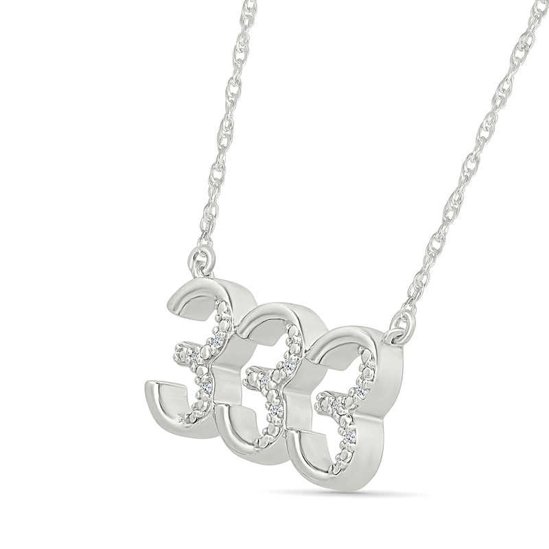 Main Image 2 of Diamond Accent Lucky Number “333” Necklace in Sterling Silver