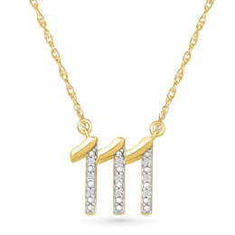 Diamond Accent Lucky Number “111” Necklace in Sterling Silver with 10K Gold Plate