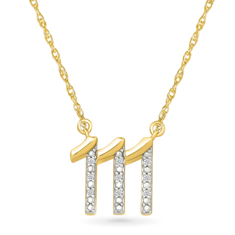 Main Image 1 of Diamond Accent Lucky Number “111” Necklace in Sterling Silver with 10K Gold Plate