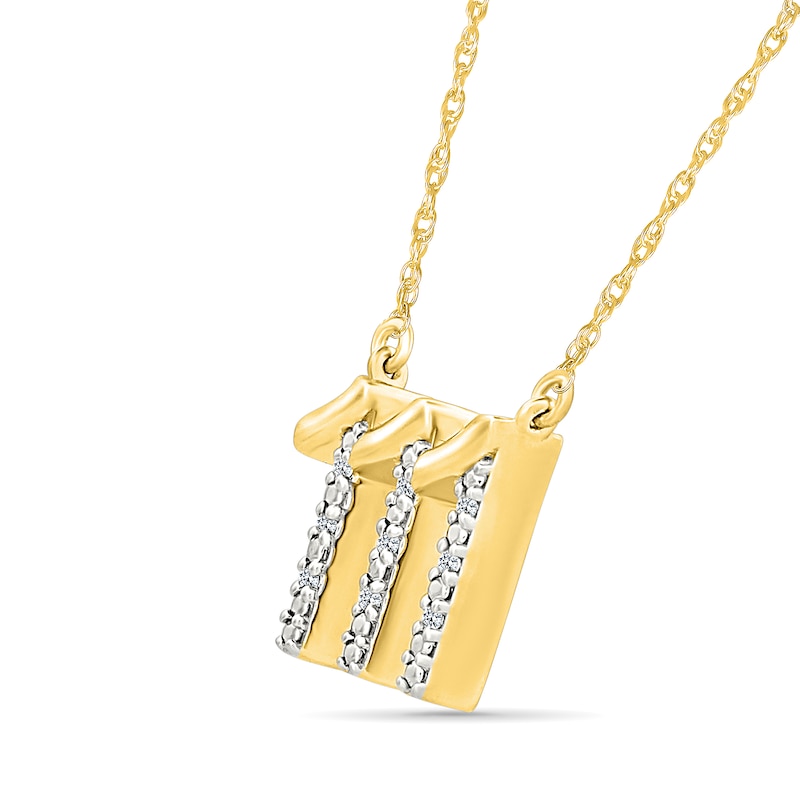 Main Image 2 of Diamond Accent Lucky Number “111” Necklace in Sterling Silver with 10K Gold Plate