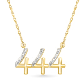 Diamond Accent Lucky Number “444” Necklace in Sterling Silver with 10K Gold Plate