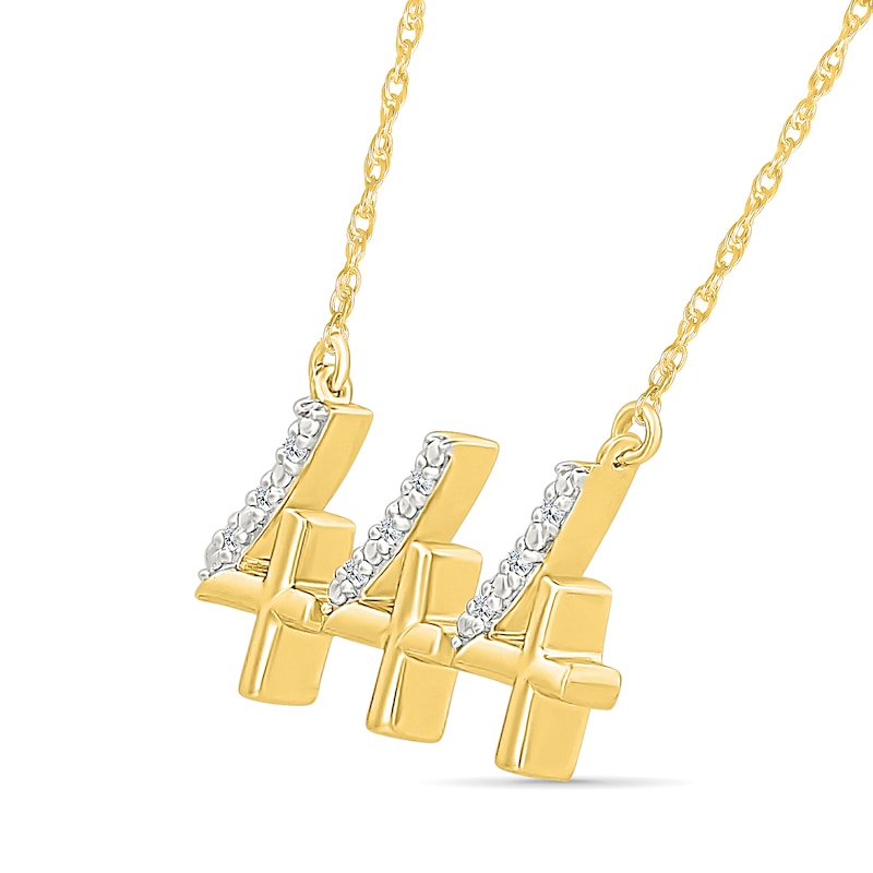 Main Image 2 of Diamond Accent Lucky Number “444” Necklace in Sterling Silver with 10K Gold Plate