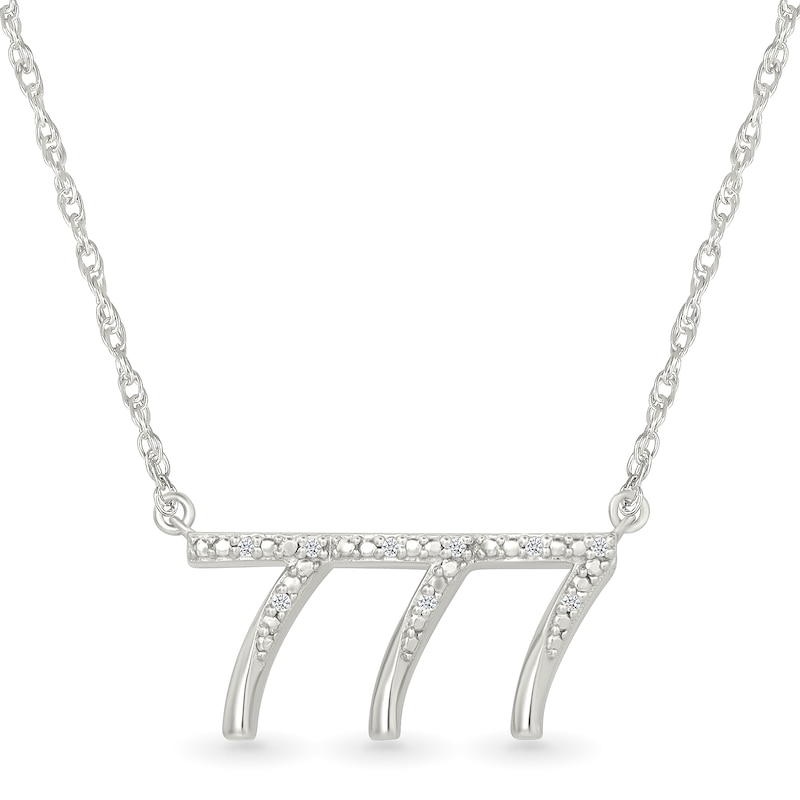 Main Image 1 of Diamond Accent Lucky Number “777” Necklace in Sterling Silver