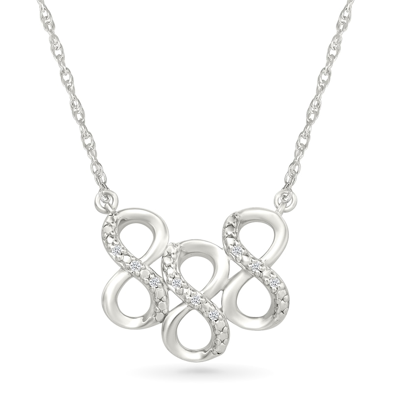 Main Image 1 of Diamond Accent Lucky Number “888” Necklace in Sterling Silver