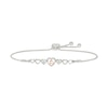 Thumbnail Image 1 of 1/20 CT. T.W Diamond Quinceañera &quot;15” Open Hearts Bolo Bracelet in Sterling Silver and 10K Rose Gold - 9.0&quot;