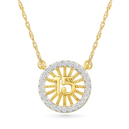 1/6 CT. T.W. Diamond Quinceañera “15” Wheel Necklace in Sterling Silver with 10K Gold Plate