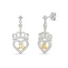 Thumbnail Image 1 of 1/6 CT. TW. Diamond Quinceañera “15” Heart Crown Drop Earrings in Sterling Silver and 10K Gold