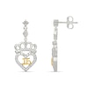 Thumbnail Image 2 of 1/6 CT. TW. Diamond Quinceañera “15” Heart Crown Drop Earrings in Sterling Silver and 10K Gold