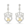 Thumbnail Image 3 of 1/6 CT. TW. Diamond Quinceañera “15” Heart Crown Drop Earrings in Sterling Silver and 10K Gold