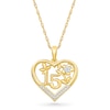 Thumbnail Image 1 of 1/20 CT. T.W. Diamond Quinceañera “15” Open Heart Flower Pendant in 10K Gold