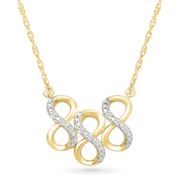 Diamond Accent Lucky Number “888” Necklace in Sterling Silver with 10K Gold Plate