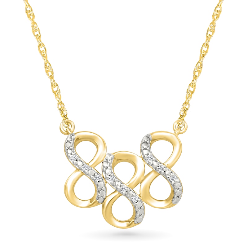 Main Image 1 of Diamond Accent Lucky Number “888” Necklace in Sterling Silver with 10K Gold Plate